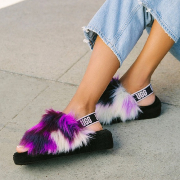 UGG Australia Shoes - UGG Women's Fluff Yeah Slide Tie Dye Slippers Sandals, Magnolia color size 8